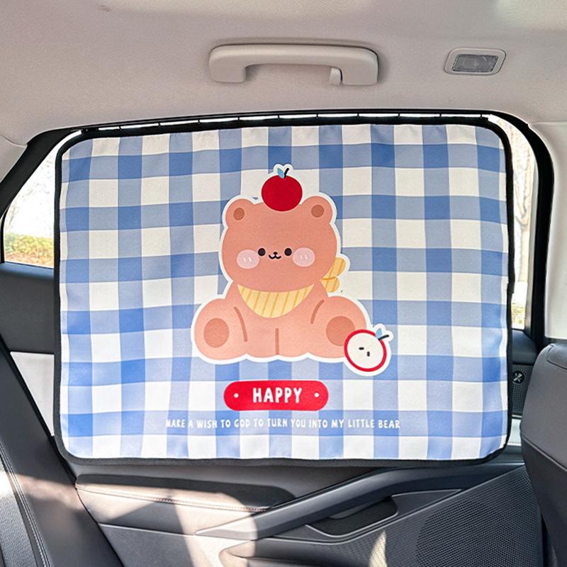 Cartoon Summer Car Sunshade: Cute Heat-Insulating Blackout Curtains for Baby's Side Window Protection