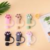 6Pcs Silicone Cat Paw Straw Covers Reusable Cat Paw Straw Caps Dust-Proof Funny Tumbler Straw Toppers for Stanley 30/40 OZ Cups
