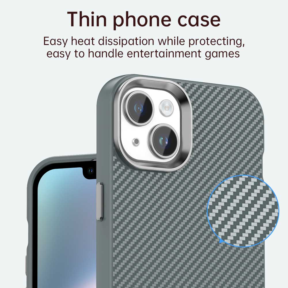 For iPhone 14/13 Case Cell Phone Hybrid Back Cover Carbon Fiber Texture