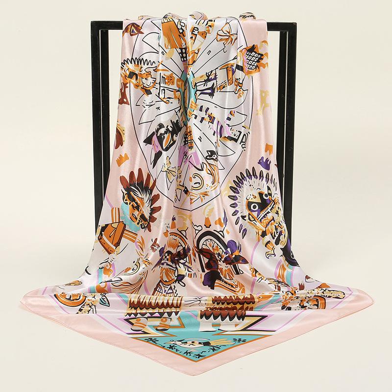 90*90Cm Women Square Silk Scarf Luxury Large Shawl Neckerchief Print Headband Female Foulard Bandana Wraps Hijab Scarves