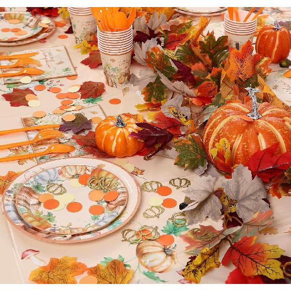 200 Pcs Thanks Giving Table Decoration Fall Pumpkin Table Confetti for Autumn Fall Baby Shower Thanksgiving Party Decorations