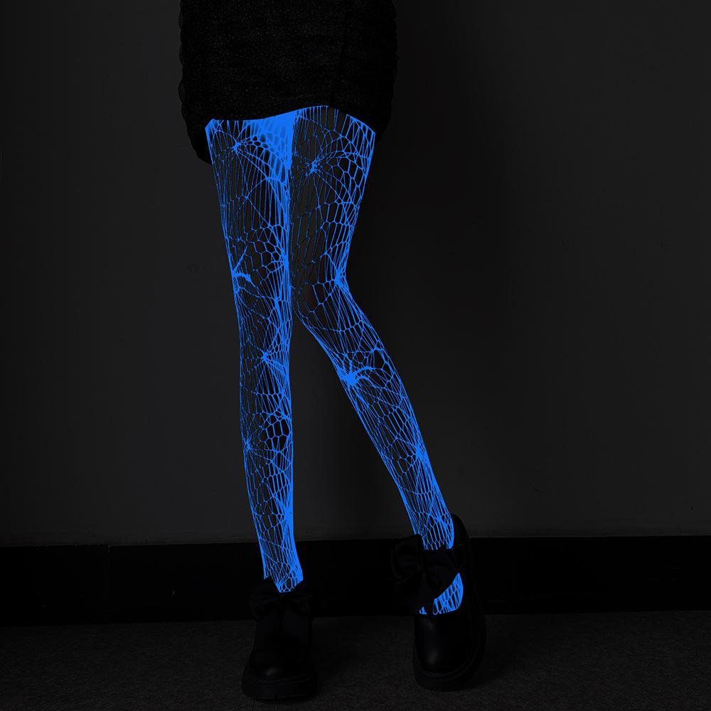 Night luminous leggings blue light pantyhose lace hollow luminous fishnet socks fluorescent sexy jacquard socks