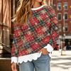 Women's Loose Fit Crewneck Sweatshirt with Scalloped Hem, Christmas Print Long Sleeve Pullover Top