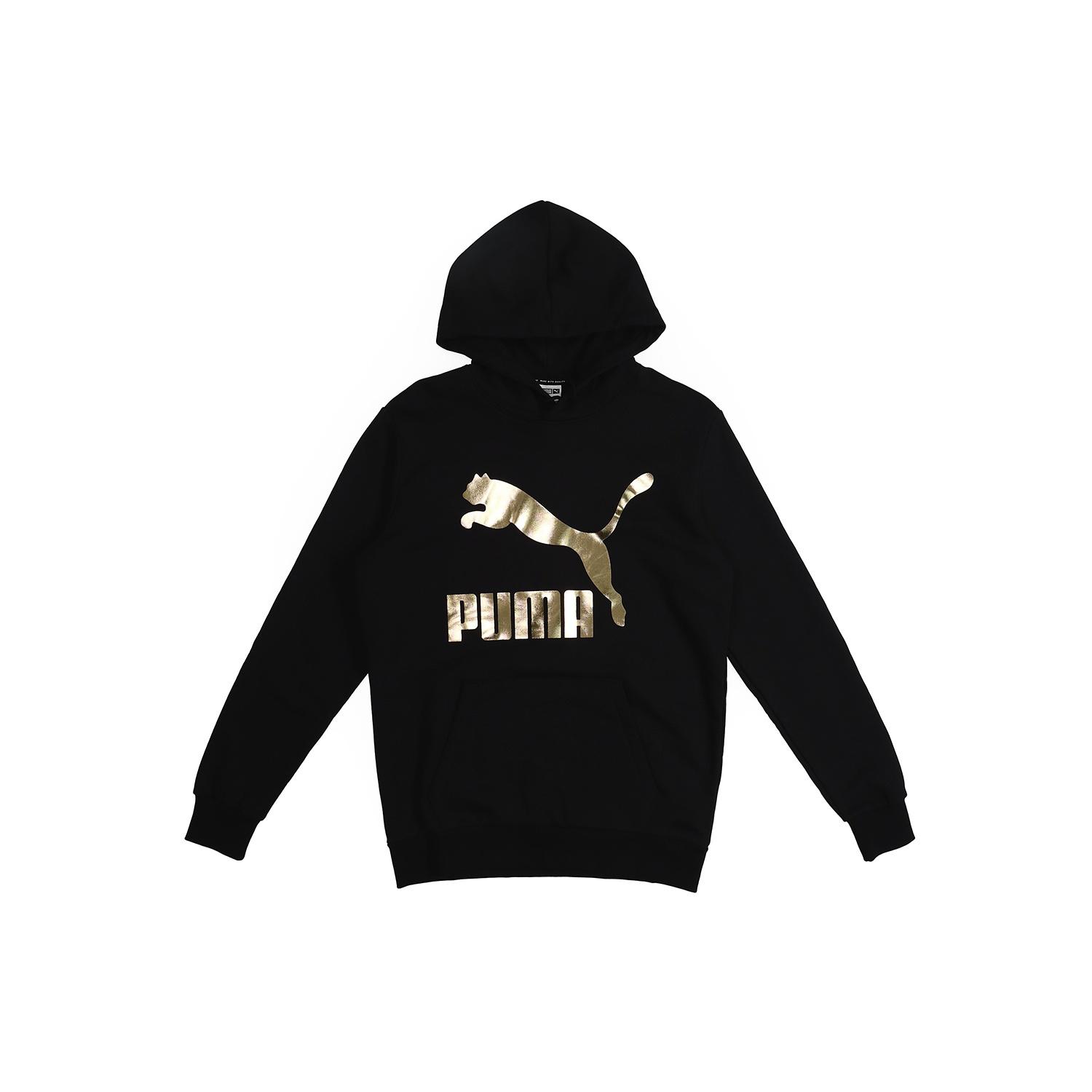 PUMA Classics Gold Color Logo Knit Pullover Black Men s 595907-51 S