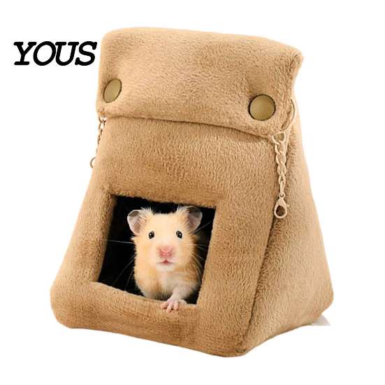 Cozy Habitat for Small Animals Bread Bag Hamster Bed, Plush Warm Cave Hanging Sleeping Nest Hammock, Animal Cage Accessory Gerbil Guinea Pig