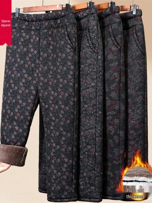 Mom's Cotton Velvet Thick Warm Winter Pants for Elderly Women