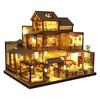 Moin Moin 1/24 Dollhouse Miniature Handmade Kit Japanese Garden Inn with LED Light Acrylic Case Music Box 2208dh342