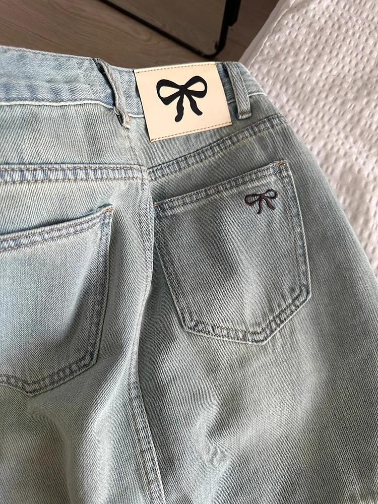 Women's Retro Bow Embroidered Denim Mini Skirt - Summer A-Line Hip-Hugging Style