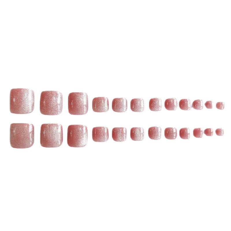 Peach Blossom Pink Removable Toenail Stickers with Crystal and Whitening Effect