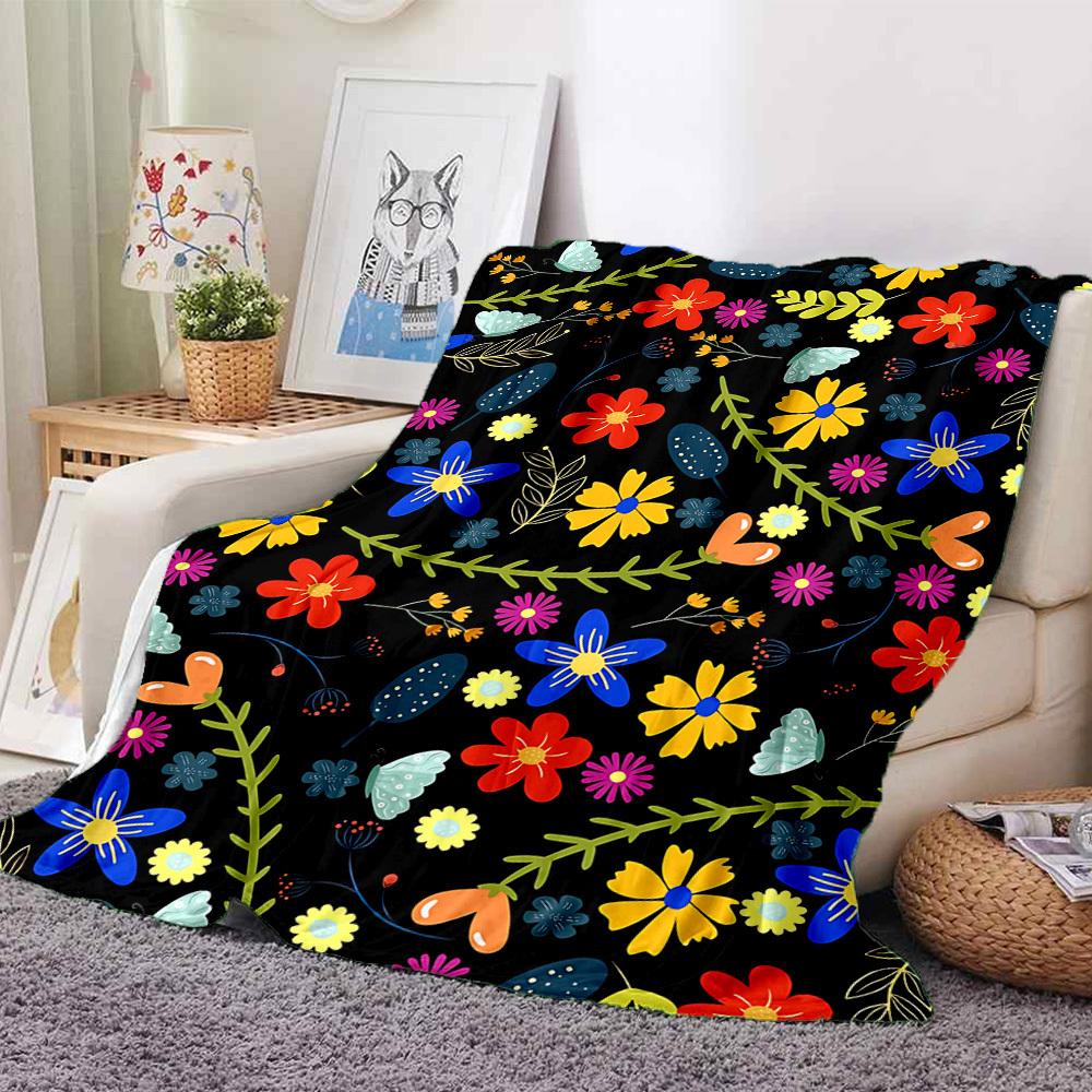 1pc Floral Pattern Blanket Warm, Cozy, And Soft, Suitable for Sofas, Beds, Cars, And Office Use.Perfect for Camping And Travel, Making It a Great Gift