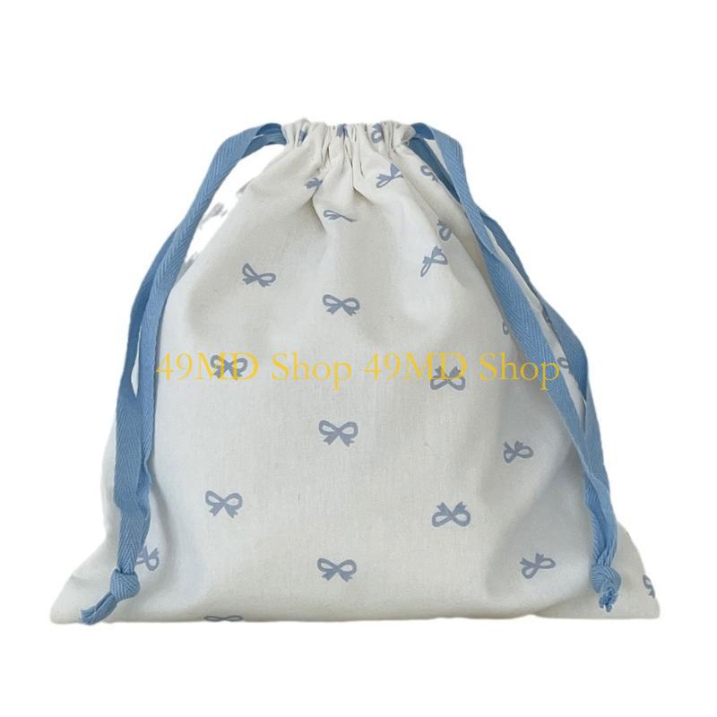 49MD Drawstring Bag Small Gift Portable Cosmetic Bag Drawstring Storage Bag Bows Makeup Bag