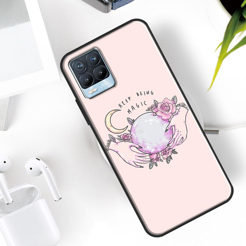 Pink Cat Skull Sorceress Witch Case For Realme 15 11 Pro Plus 12 13 14  C71 C75 C55 C51 C53 C25 C63 C61 C65 C67 GT6 GT7 Pro