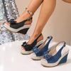 Damen Sommer Keilabsatz Peep-Toe Römische Stil Hohe Absatz Sandalen, Modisches Europäisches Schuhwerk, In Großen Größen Erhältlich.