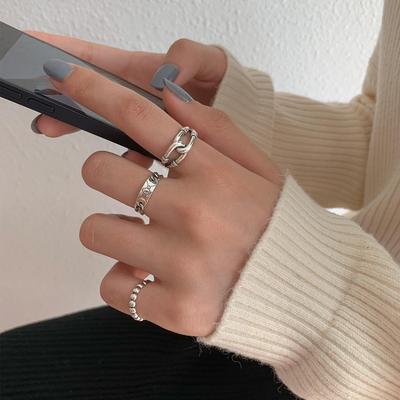 Korejský minimalistický prsten s řetízkem z ryzího stříbra S925 pro ženy