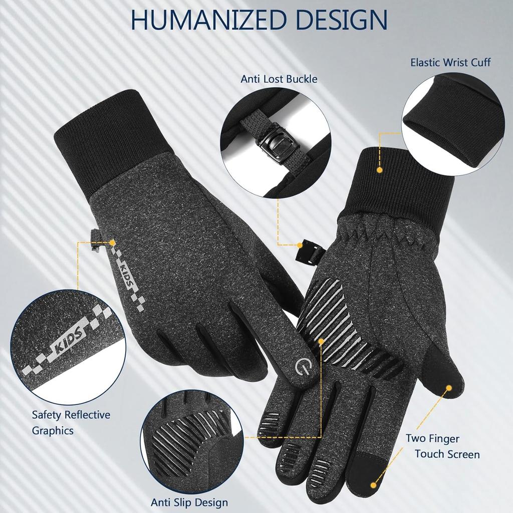 Loogdeel Touchscreen Outdoor Radsport Sport Warm Winter Laufen Ski Winddicht Wasserdicht Handschuhe Jungen Mädchen Kinderhandschuhe