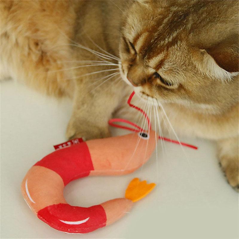 Cat Chew Kicker Toys Interactive Simulation Shrimp Cat Toys Catnip Toys Interactive Plush Pet Toys For Indoor Cats and Kittens