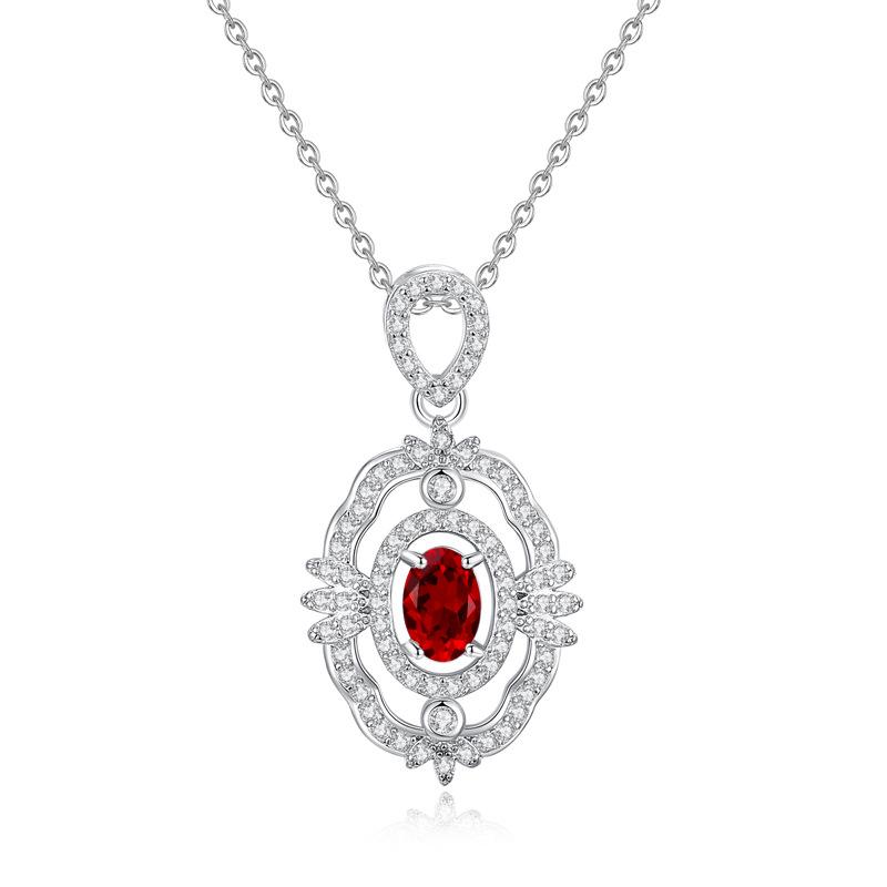 Natural spar pendant s925 sterling silver necklace women's premium elegant collarbone chain daily jewelry gift