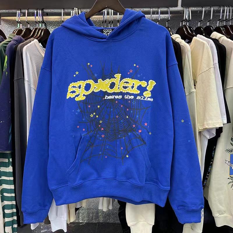 Unisex Loose Fit Two Piece Tracksuit Long Sleeve Hoodie Elastic Waist Sweatpants Spider Rhinestone Print Streetwear Matching Outfit Set