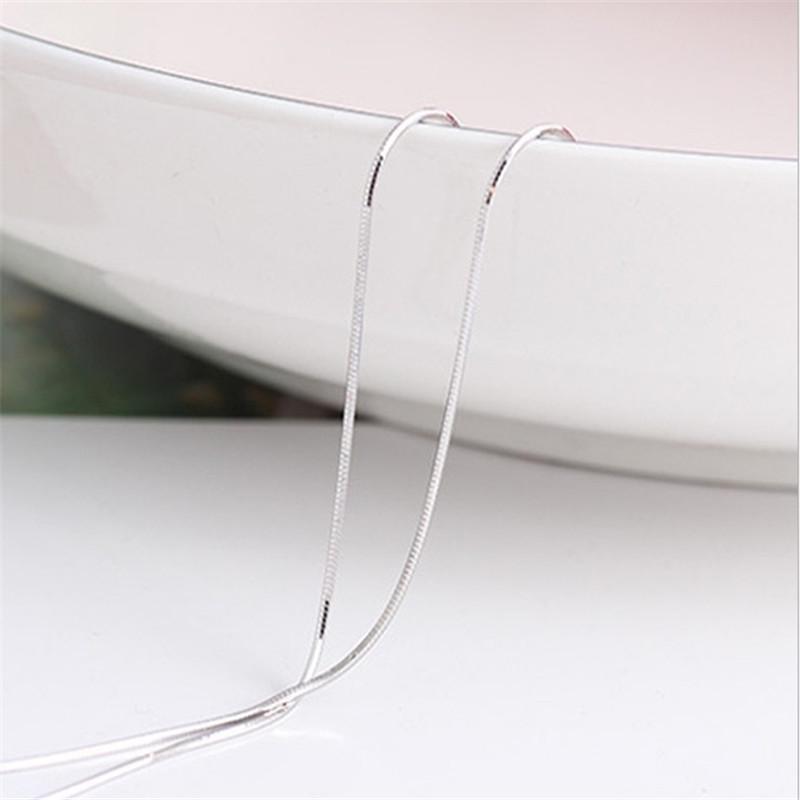 Минималистичное серебряное змеиное колье 1 мм - Модное колье для создания образов со свитером и толстовкой 16 inch