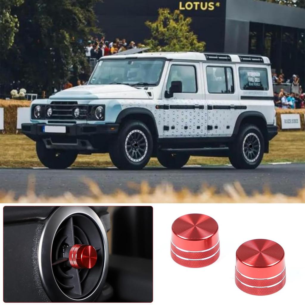 2PCS Air Conditioning Vent Knob Cover Compatible with INEOS Grenadier 2020-2024 Air Condition Knob Trim Aluminum Alloy Car Decorative Knob Cover