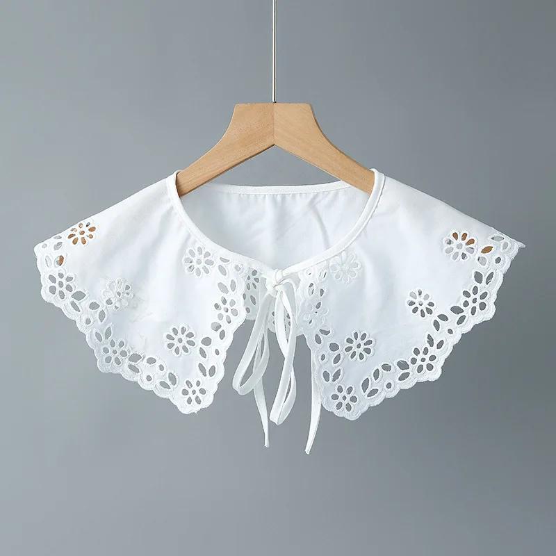 

Рубашка белая с искусственными воротниками женская ажурная кружевная шаль с ложным воротником съемная рубашка со съемным воротником шарф на шнуровке