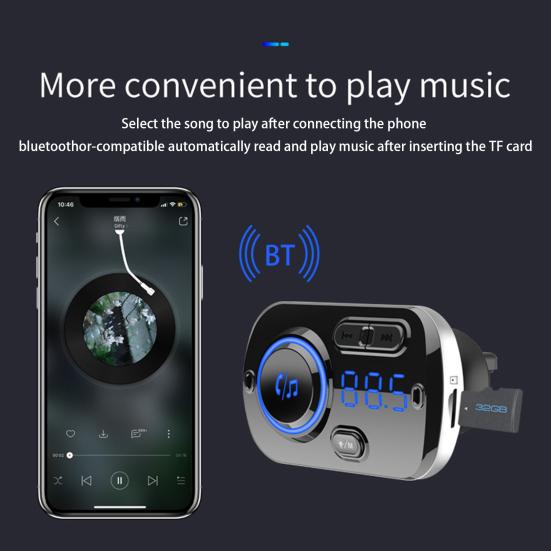 BC49BQ Bluetooth-compatible MP3 Widely Applicable Support TF Card 3A QC3.0 Bluetooth-compatible 4.2 Player Charger FM Modulator for Auto