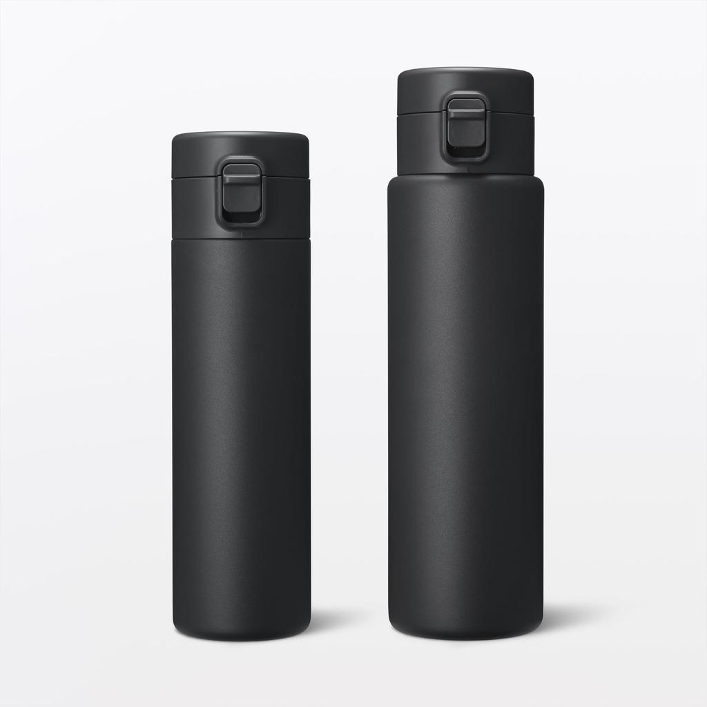MUJI Vacuum Insulated Insulated 76049135 Bottle, One-Touch Type, 500mL, Black,