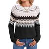 Women's Pullover Sweater with Geometric Pattern Knit for Winter