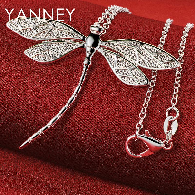 Nuova Collana Libellula Fine in Argento Sterling 925 da 16-30 Pollici 45MM per Donna Moda Regalo di Matrimonio Gioielli per Feste