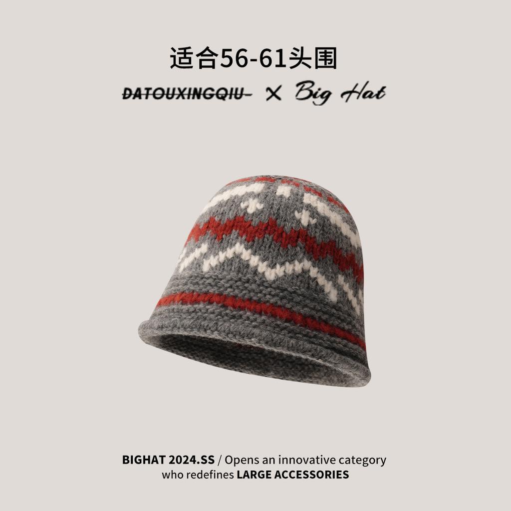 Big Head Planet Christmas Wind Fair Island Collection Women's Winter Plush West Sichuan Knitted Hat Warm Wool Hat Scarf