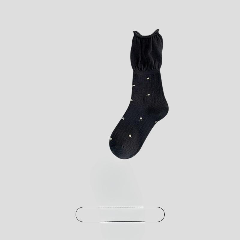 Female Autumn and Winter Broken Flower Bubble Mouth Deodorant Breathable Boneless Long Tube Pile Pile Cotton Socks
