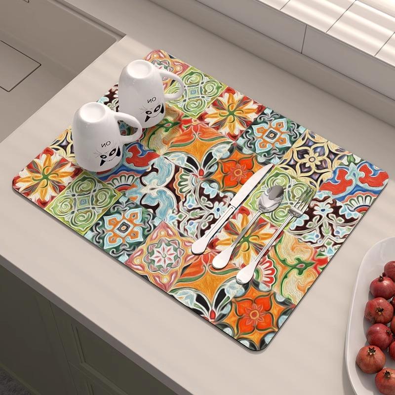Amerikanische Küchenarbeitsplatten-Abtropfmatte Diatomeenerde-Absorption Schnelltrocknende Matte Nicht auswaschen Isolierung Spülbecken-Barmatte