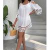 Hollow Lace One Shoulder Strap Sexy Solid Color Loose Casual Vacation Beach Sunscreen Swimsuit Cover Up