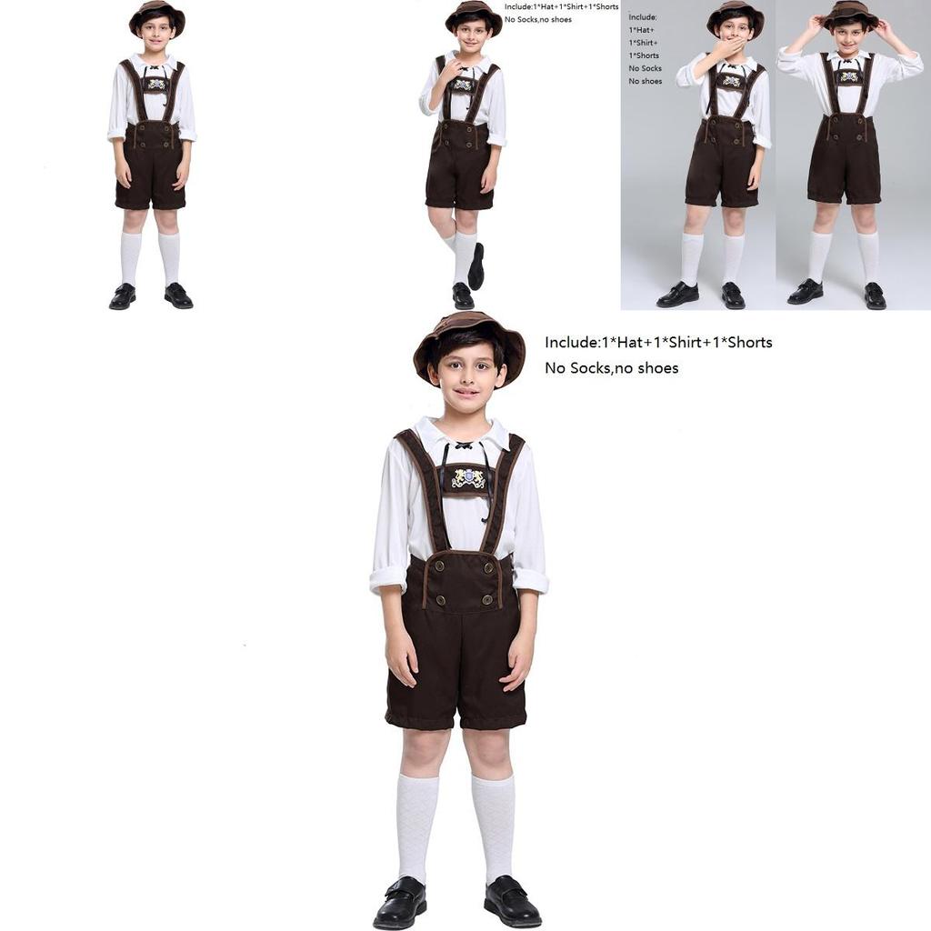 Authentisches Deutsches Oktoberfest-Kinderkostüm mit Hut für Halloween und Cosplay