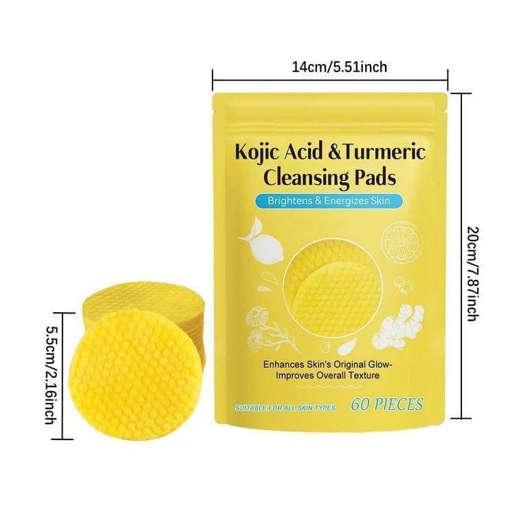 HARRY EMPIRE Kojic Acid & Turmeric Cleansing Pads for Face & Body | Dual-Sided Exfoliating & Cleansing Pads | Brightening, Deep Cleansing & Glow Ca