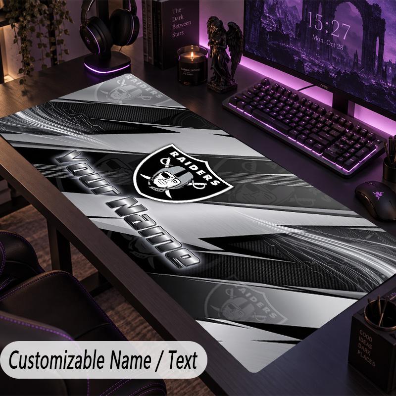 Tappetino per Mouse Grande Las Vegas Raiders Testo Nome Personalizzato Tappetino da Scrivania Personalizzato Tappetino da Gioco Antiscivolo