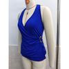 Summer Women's European American Style Solid Color Sleeveless V Neck Sexy Crisscross Halter Backless Crop Top