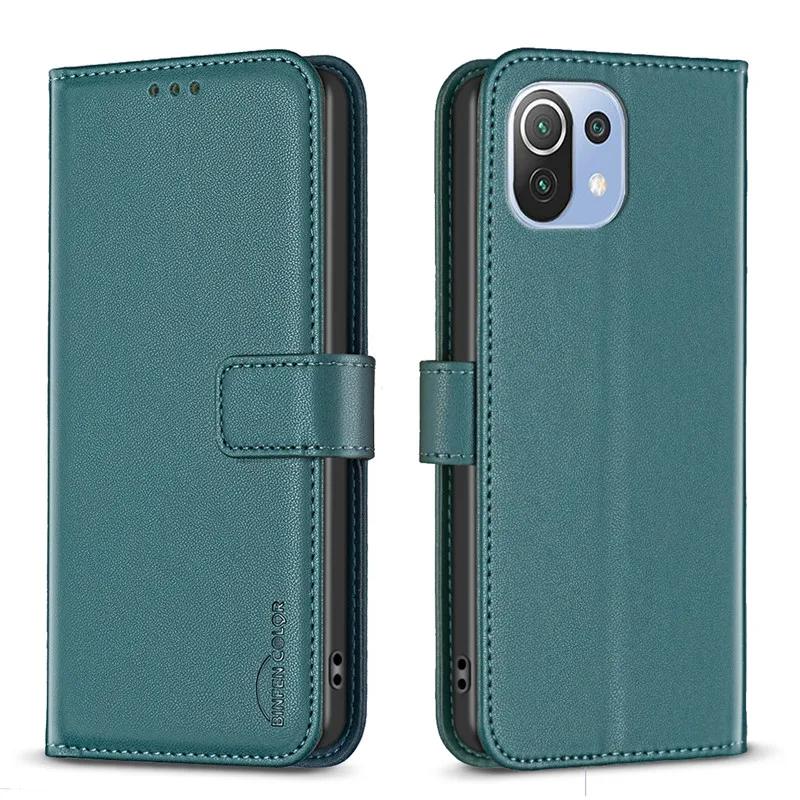 Portfel Etui z klapką na Dla Xiaomi 11 Lite 5G NE Klasyczne Etui skórzane na telefon Dla Xiomi Mi 11 Lite 4G 11Lite NE Przegródka na karty Tylna okładka