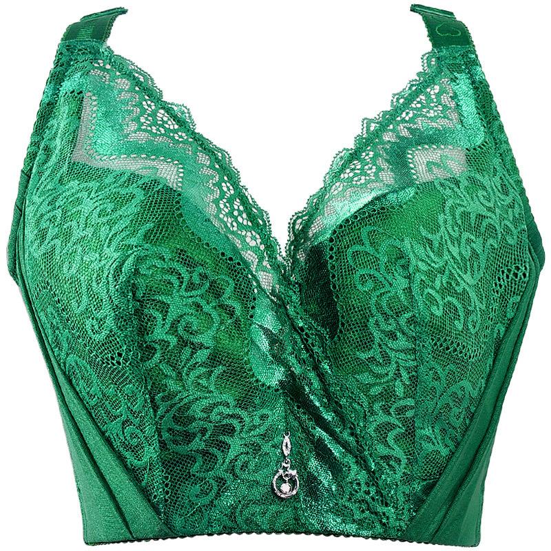 Women's Plus Size Elegant Lace Bra, Wireless Full-Coverage Bra, Large Bust Minimizer, Side Spill Prevention, Anti-Sagging Adjustable Lingerie
