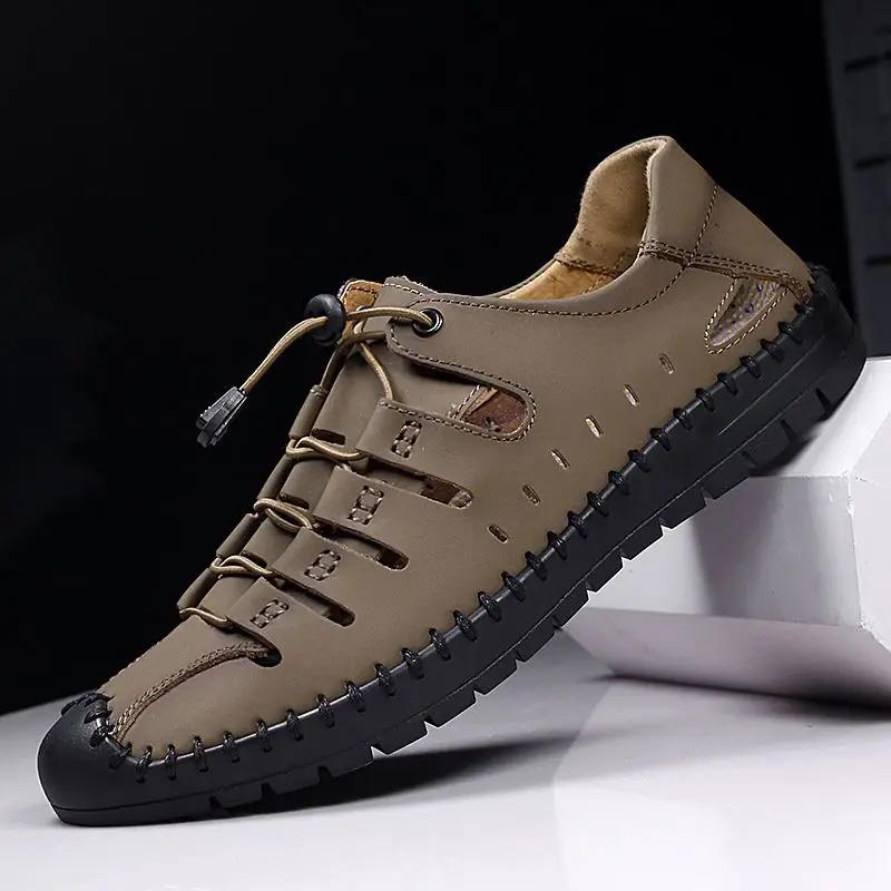 Fashion Genuine Leather Man Sandals Hole Clearance Sale Luxury 2025 Wholesale Summer Styles High Quality Number 41 Color H Shoes for Men