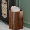 Retro Wood Grains Trash Can Durability Plastic Waste Bin Holders With 360Degree Flips Lid For Kitchen Bathroom Bedroom Dorm