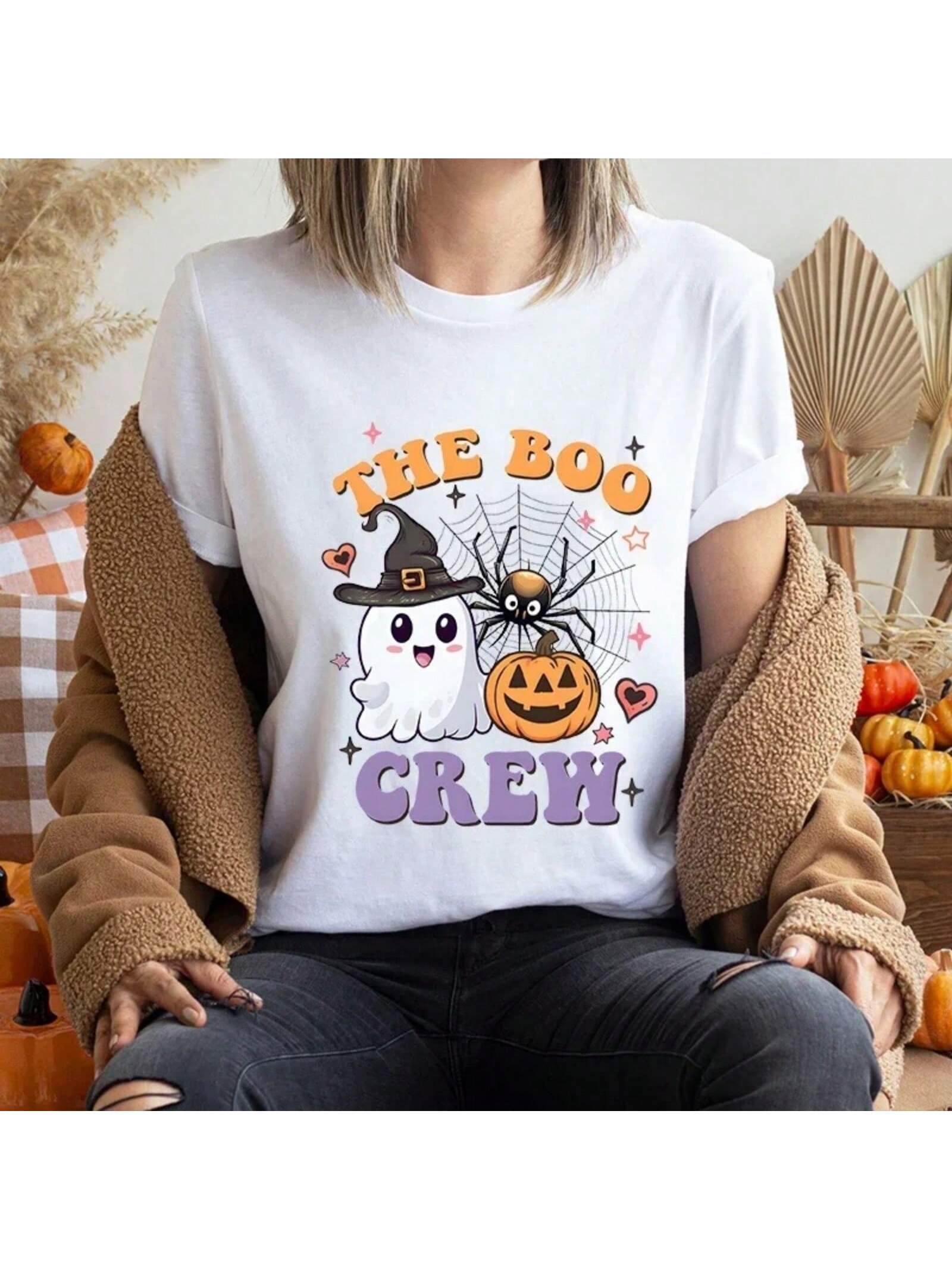 The Boo Crew Shirts Halloween Family Matching T-Shirts Family Halloween Party Tshirts Short Sleeve Clothes Fahion T Shirts S