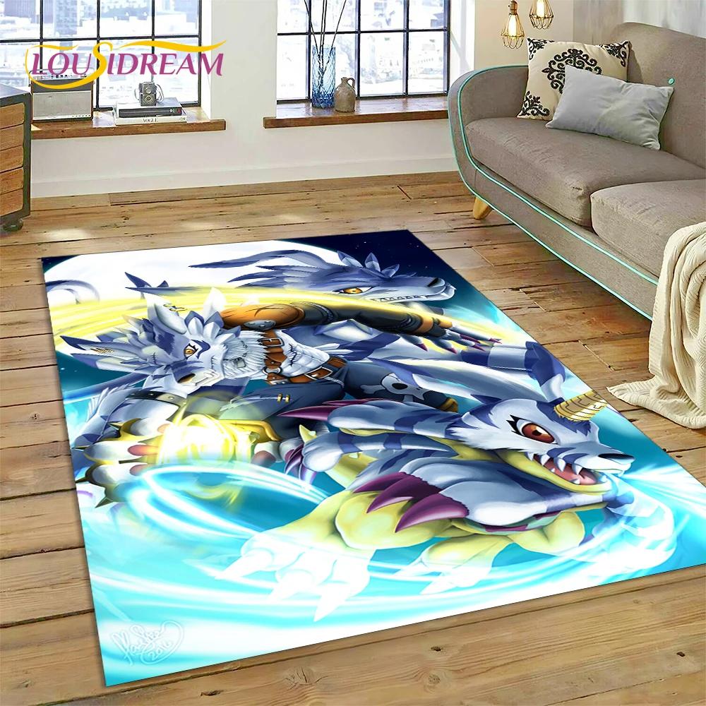 Retro Digimon Adventure Monster Cartoon Carpet Rug for Bedroom Living Room Home Sofa Decoration,Child Game Large Decor Floor Mat