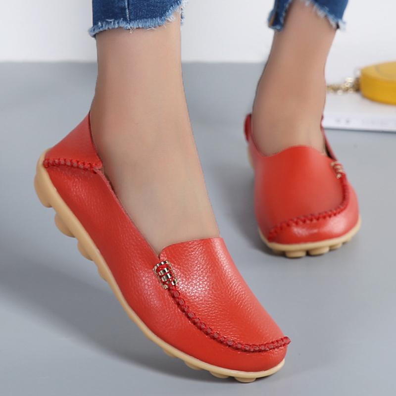 Mode Damen Flats Echtleder Freizeitschuhe Frau Mokassins Damen Slipper Krankenschuh Slip-On Schuhe Damen Übergröße Ballerinas
