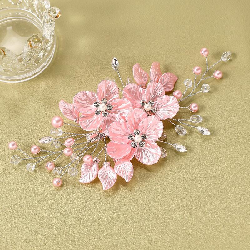 Pearl Rhinestone Flower Wedding Hair Clip Hair Accessories For Women Beaded Hairpin Hair Ornaments Jewelry Bridal Headpiece