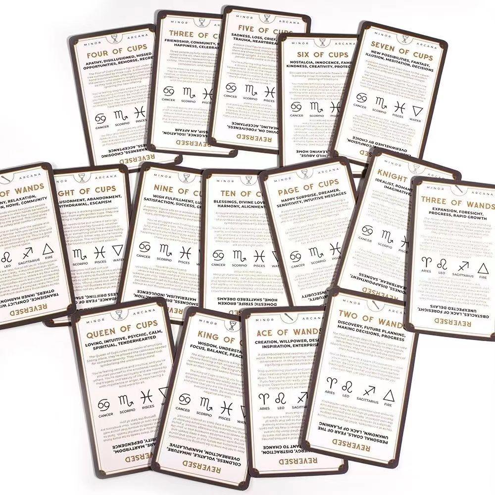10,3*6 cm Tarotorial Tarot Training Deck 78 stk Kort med nøkkelord som betyr for nybegynnere