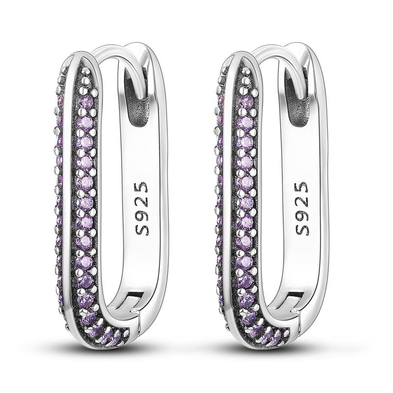 925 Sterling Silver Hoop Earrings Closely Set Purple Zircon Iris Butterfly Star Moon Cat Earrings for Women Fashion Jewelry Gift