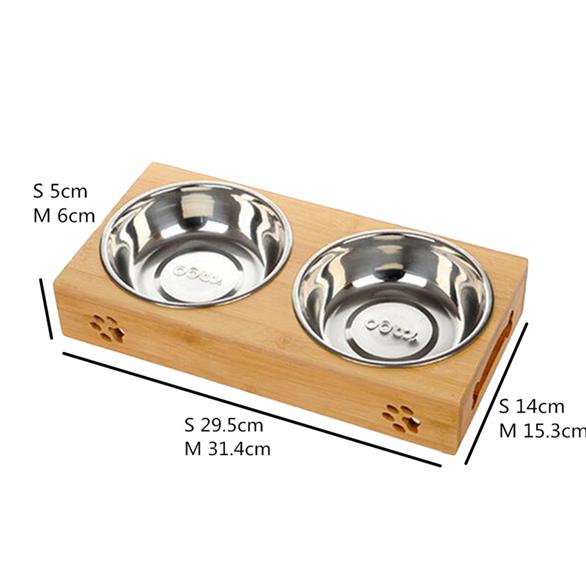 Pet Bamboo Bowl Dog Bowl Cat Bowl Water Bowl Rice Bowl Single Bowl Double Bowl