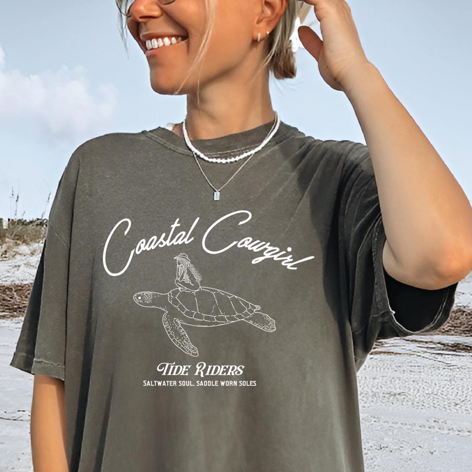 Coastal Cowgirl Shirt, Beach Country, Vintage Style for Surfing Cowgirls, Coastal Rodeos, 100% Cotton Comfort Colors Coastal Cowgirl Shirt S