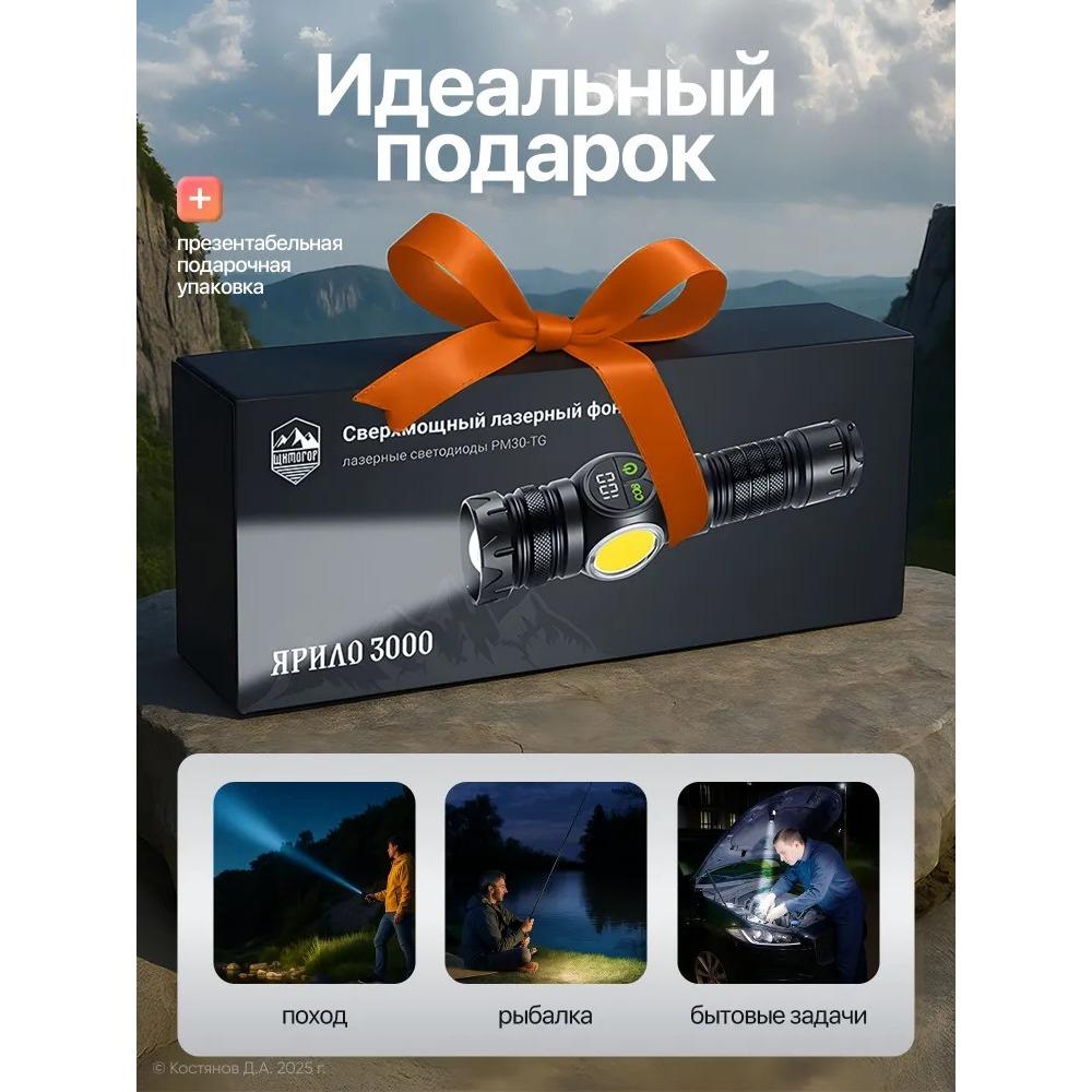 Spotlight Long Range LED Flashlight With Side COB Strong Tail Magnet Lamp Type-C Charging Zoomable Aluminum Alloy Torch Lantern